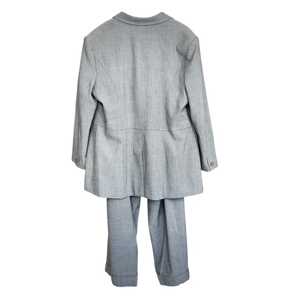 Avenue Womens Stretch Two-Piece Pant Suit Size 16 & 18 Gray Herringbone Pattern - Picture 2 of 10